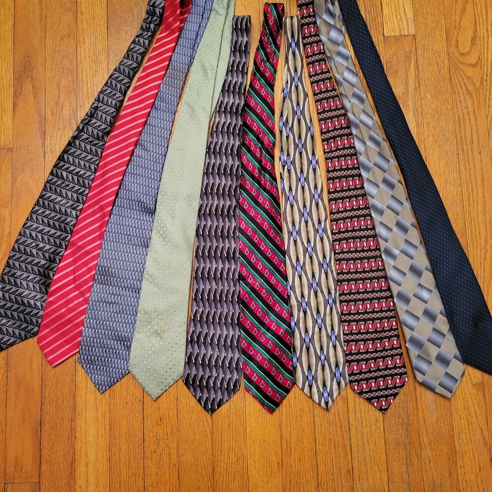 10 Necktie Lot Bundle Multicolor Silk Geometric Paisley Crafting Preppy Academia